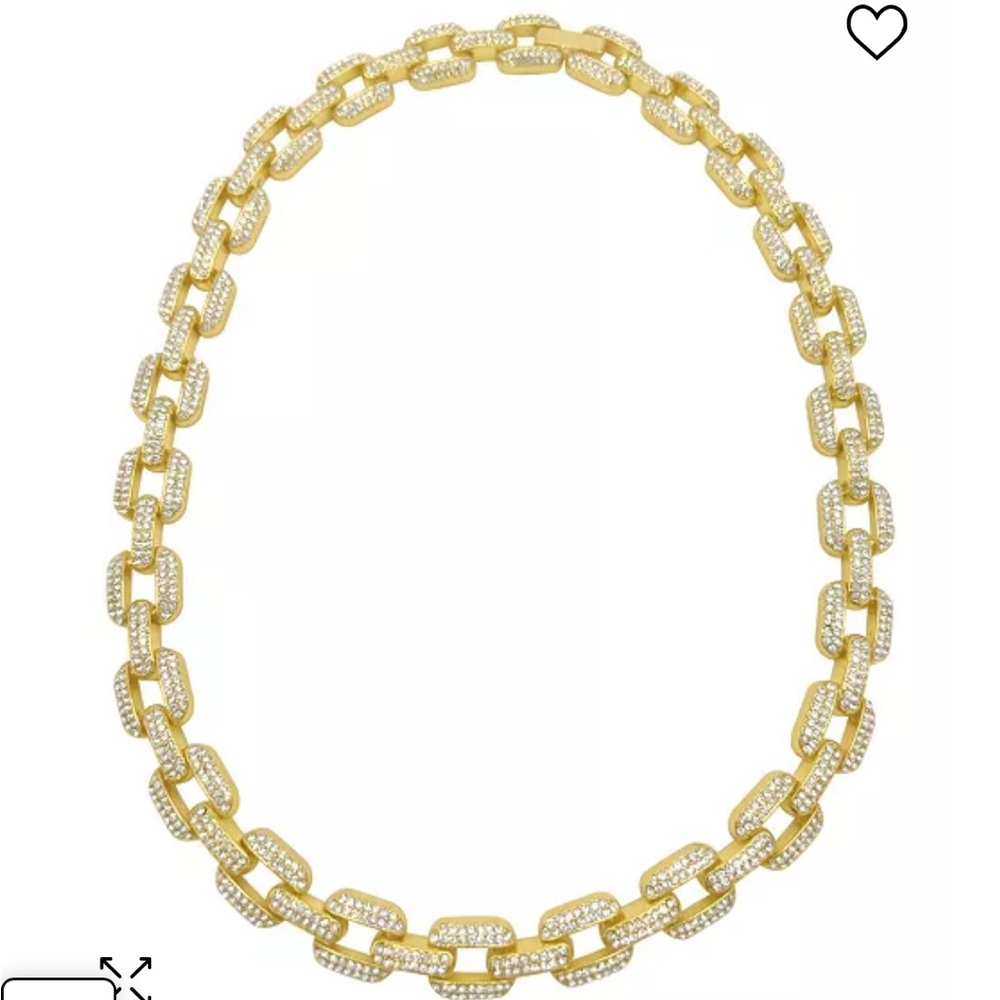 Adorina NEW 18" Link Chain 14K Gold Plated Crystal Necklace